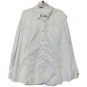 World Wide Sportsman Mens White Blue Yellow Plaid Vented Long Sleeve Shirt 2XL